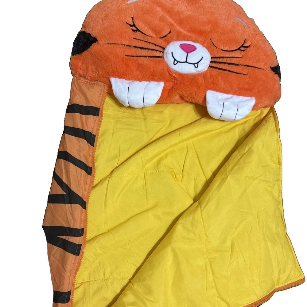 Happy Nappers Sleepy Sack Orange Tiger Large Plush Animal Pillow 30x66